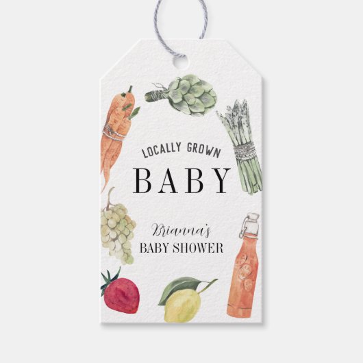 Lokaal geteelde Baby MarktBaby shower Cadeaulabel (Voorkant)