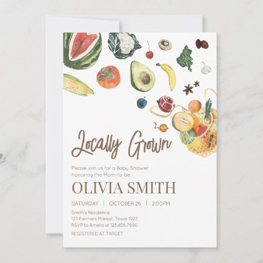 Lokaal geteelde Baby MarktBaby shower Kaart (Voorkant)