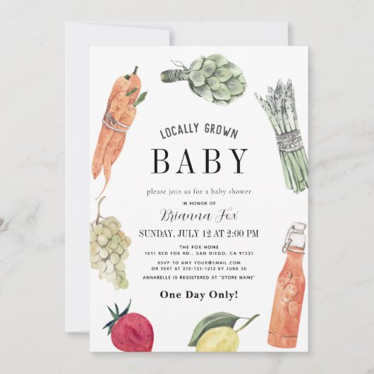 Lokaal geteelde Baby MarktBaby shower Kaart (Voorkant)