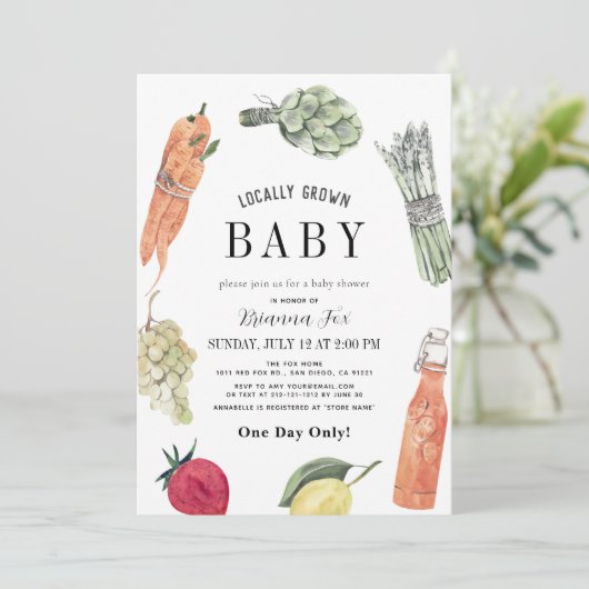 Lokaal geteelde Baby MarktBaby shower Kaart (Staand voorkant)