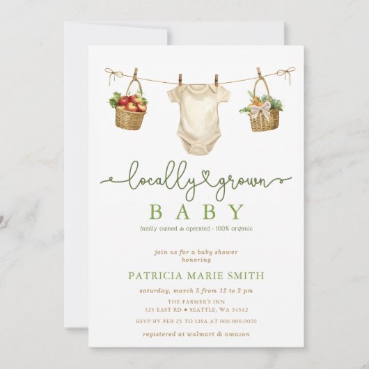 Lokaal geteelde Baby MarktBaby shower Kaart (Voorkant)