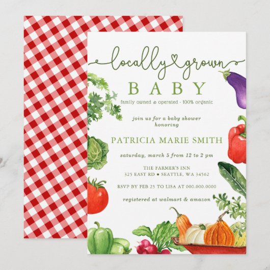 Lokaal geteelde Baby MarktBaby shower Kaart (Voorkant / Achterkant)