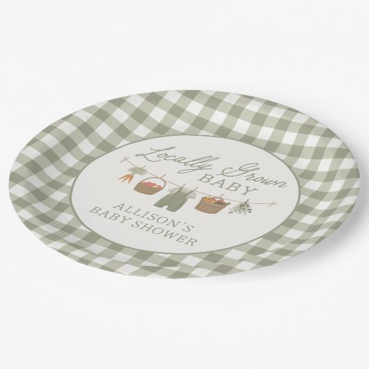 Lokaal geteelde Baby MarktBaby shower Papieren Bordje (Gekanteld)