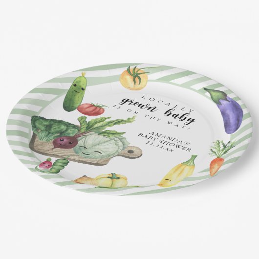 Lokaal geteelde Baby MarktBaby shower Papieren Bordje (Gekanteld)