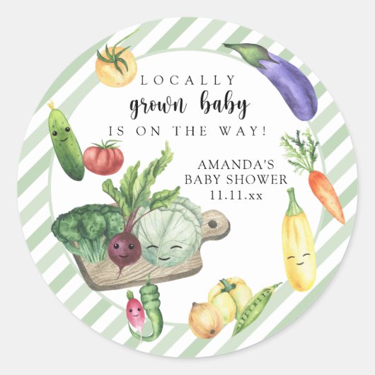Lokaal geteelde Baby MarktBaby shower Ronde Sticker (Voorkant)