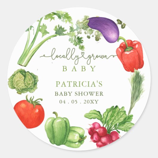 Lokaal geteelde Baby MarktBaby shower Ronde Sticker (Voorkant)