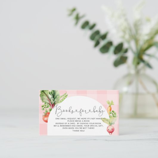 Lokaal geteelde baby roze boeken voor baby ticket informatiekaartje (Staand voorkant)