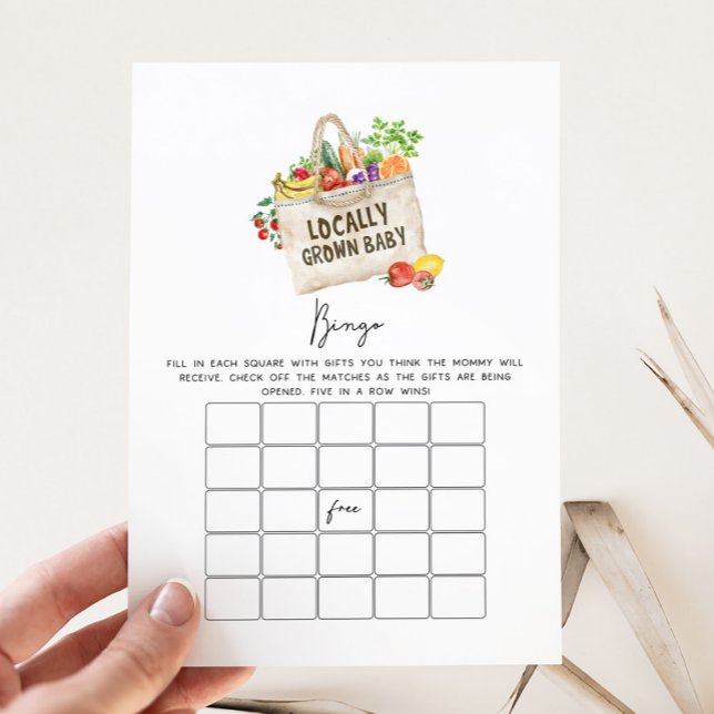Lokaal Geteelde Baby Shower Bingo Game (Locally Grown Baby Shower Game)