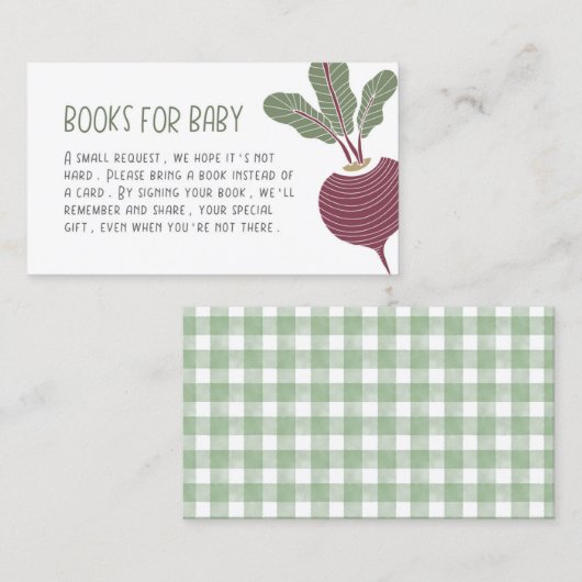 Lokaal geteelde Baby shower boeken voor Baby Behui Visitekaartje (Voorkant / Achterkant)