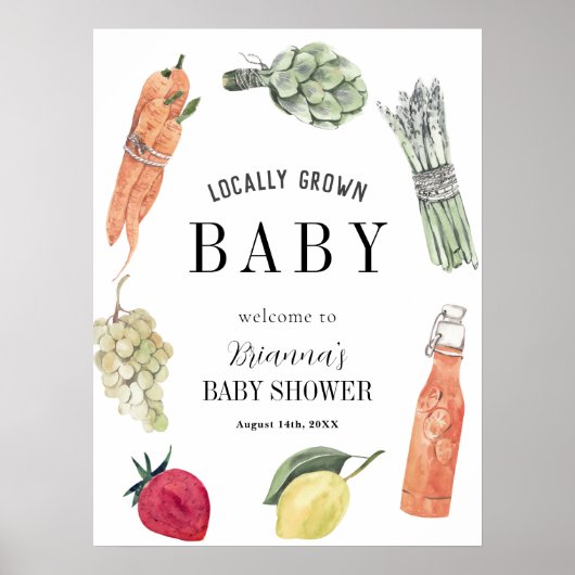 Lokaal geteelde Baby shower Boeren markt welkom Poster (Voorkant)
