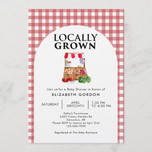 Lokaal Geteelde Baby Shower Boerenmarkt Gingham Kaart