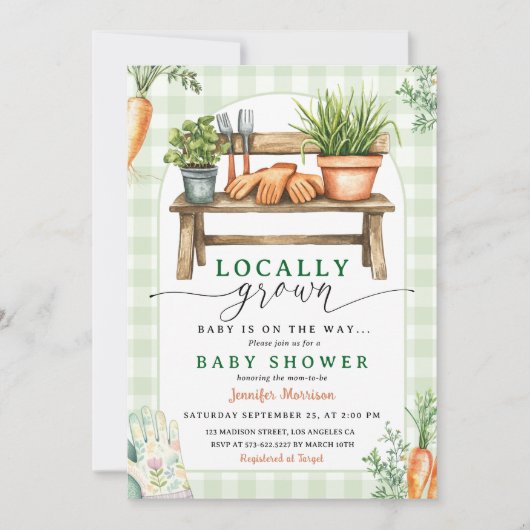 Lokaal geteelde Baby shower Green Farmers Market Kaart (Voorkant)