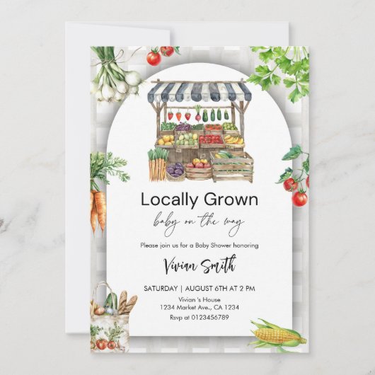 Lokaal Geteelde Baby Shower– Mooie Boerenkost Kaart (Voorkant)