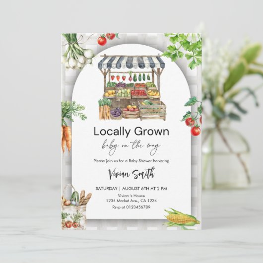 Lokaal Geteelde Baby Shower– Mooie Boerenkost Kaart (Staand voorkant)