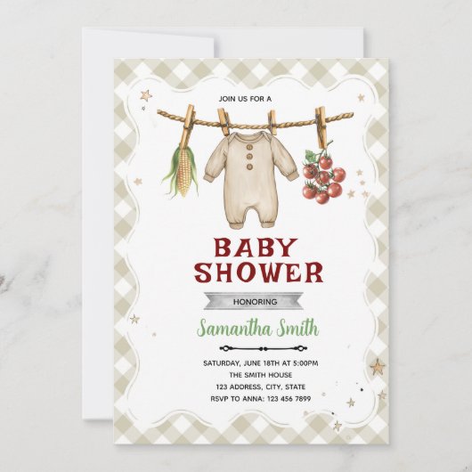 Lokaal Geteelde Baby Shower Uitnodiging (Voorkant)