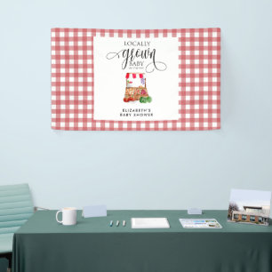 Lokaal Geteelde Baby Shower Welkom Gingham Spandoek