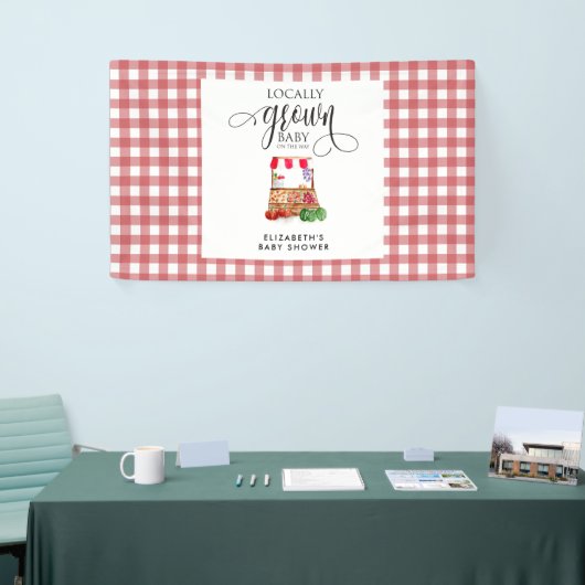Lokaal Geteelde Baby Shower Welkom Gingham Spandoek (Beurs)