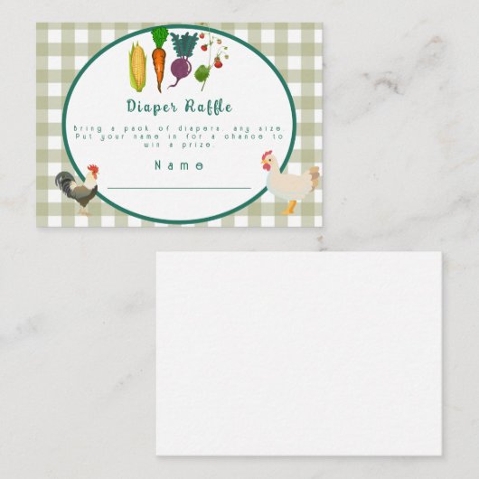 Lokaal geteelde Baby showers luiers Raffle Informatiekaartje (Voorkant / Achterkant)