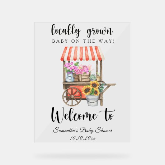 Lokaal geteelde Baby - welkom baby shower Acryl Bord (Voorkant)