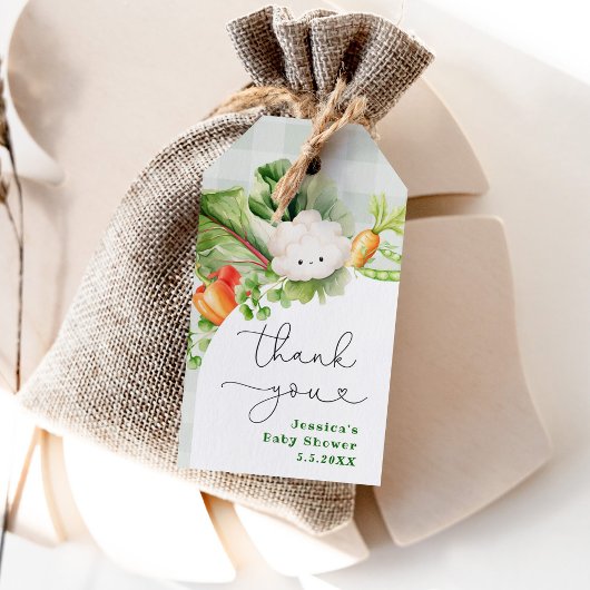 Lokaal geteelde babyshower bedankkaartje cadeaulabel