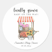 Lokaal geteelde bloemen boeren markt Baby shower Ronde Sticker (Voorkant)