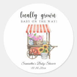 Lokaal geteelde bloemen boeren markt Baby shower Ronde Sticker