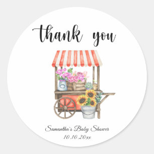 Lokaal Geteelde Bloemen Boerenmarkt Baby Shower Ronde Sticker