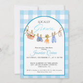 Lokaal geteelde blue boy baby shower Baby strooien Kaart (Voorkant)