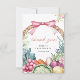 Lokaal geteelde boeren Market Girl Baby shower Bedankkaart