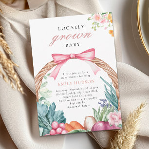 Lokaal geteelde boeren Market Girl Baby shower Kaart