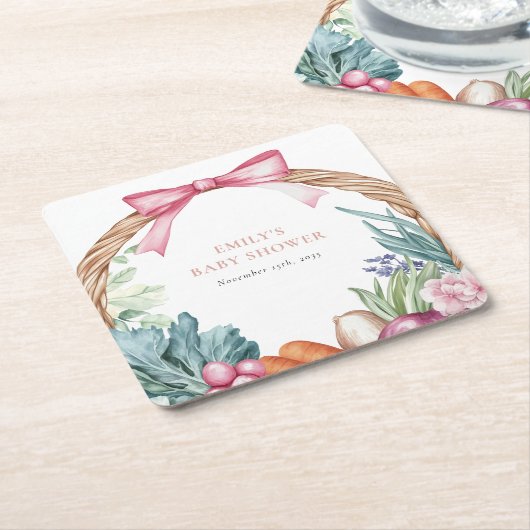 Lokaal geteelde boeren Market Girl Baby shower Kartonnen Onderzetters (Schuin)