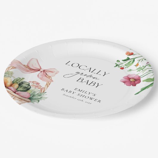 Lokaal geteelde boeren Market Girl Baby shower Papieren Bordje (Gekanteld)
