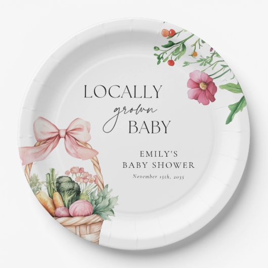 Lokaal geteelde boeren Market Girl Baby shower Papieren Bordje (Voorkant)