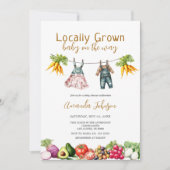 Lokaal geteelde boeren Market Stand Baby shower Kaart (Voorkant)