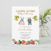 Lokaal geteelde boeren Market Stand Baby shower Kaart (Staand voorkant)