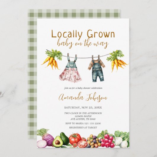 Lokaal geteelde boeren Market Stand Baby shower Kaart (Voorkant / Achterkant)