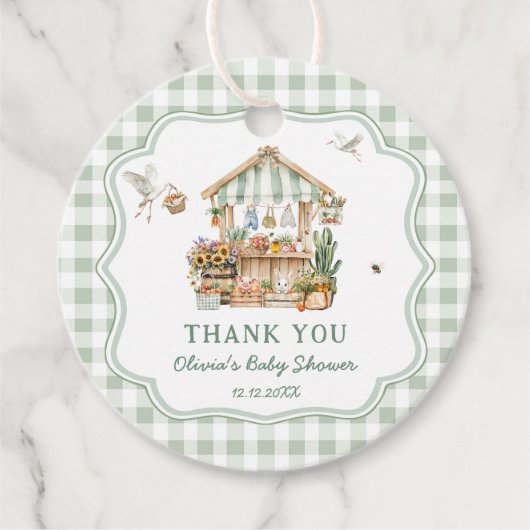 Lokaal geteelde boeren markt Baby shower Dank u Bedankjes Labels (Voorkant)
