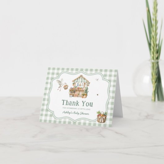 Lokaal geteelde boeren markt Baby shower Dank u Bedankkaart (Voorkant)