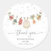 Lokaal geteelde boeren markt Baby shower Dank u Ronde Sticker (Voorkant)
