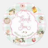 Lokaal geteelde boeren markt Baby shower Dank u Ronde Sticker (Voorkant)
