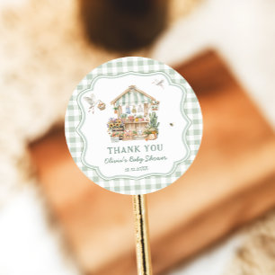 Lokaal geteelde boeren markt Baby shower Dank u Ronde Sticker