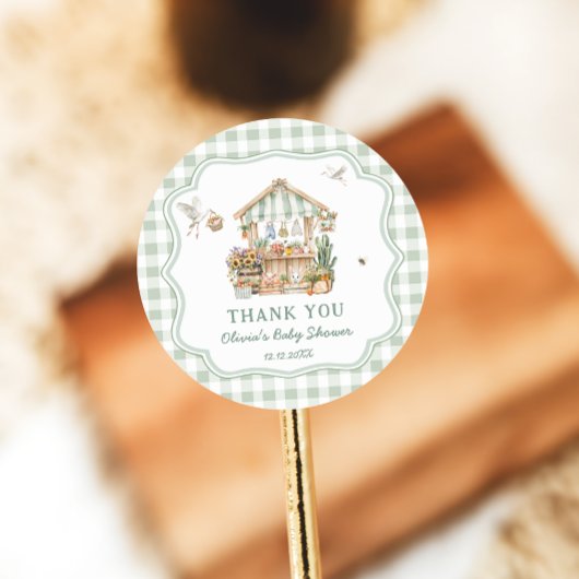 Lokaal geteelde boeren markt Baby shower Dank u Ronde Sticker