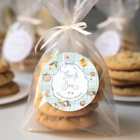 Lokaal geteelde boeren markt Baby shower Dank u Ronde Sticker