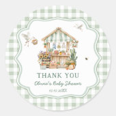 Lokaal geteelde boeren markt Baby shower Dank u Ronde Sticker (Voorkant)