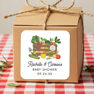 Lokaal geteelde boeren markt Baby shower gunst Vierkante Sticker