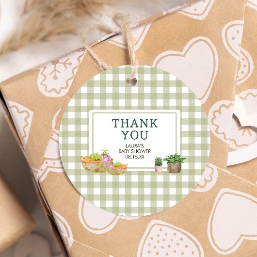 Lokaal geteelde boeren markt Baby shower ronde Bedankjes Labels