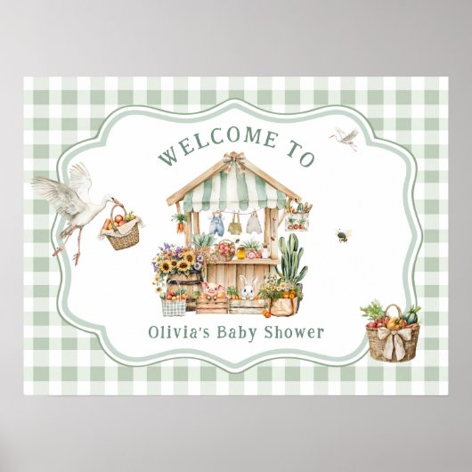 Lokaal geteelde boeren markt Baby shower welkom Poster (Voorkant)
