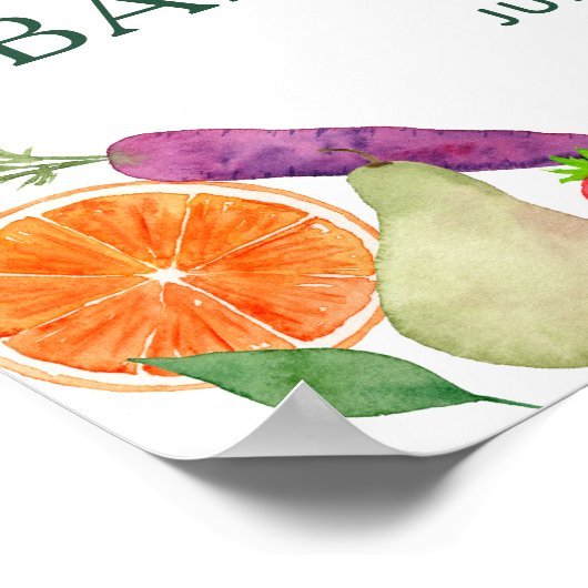 Lokaal geteelde boeren markt Baby shower welkom Poster (Hoek)