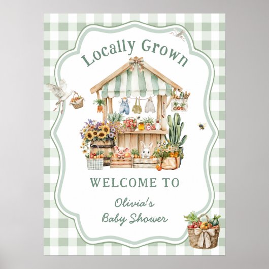 Lokaal geteelde boeren markt Baby shower welkom Poster (Voorkant)