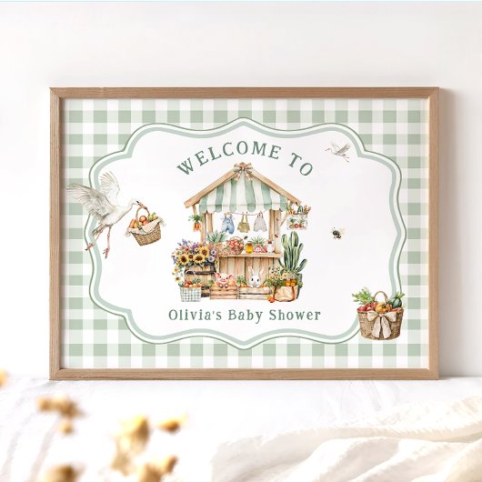Lokaal geteelde boeren markt Baby shower welkom Poster